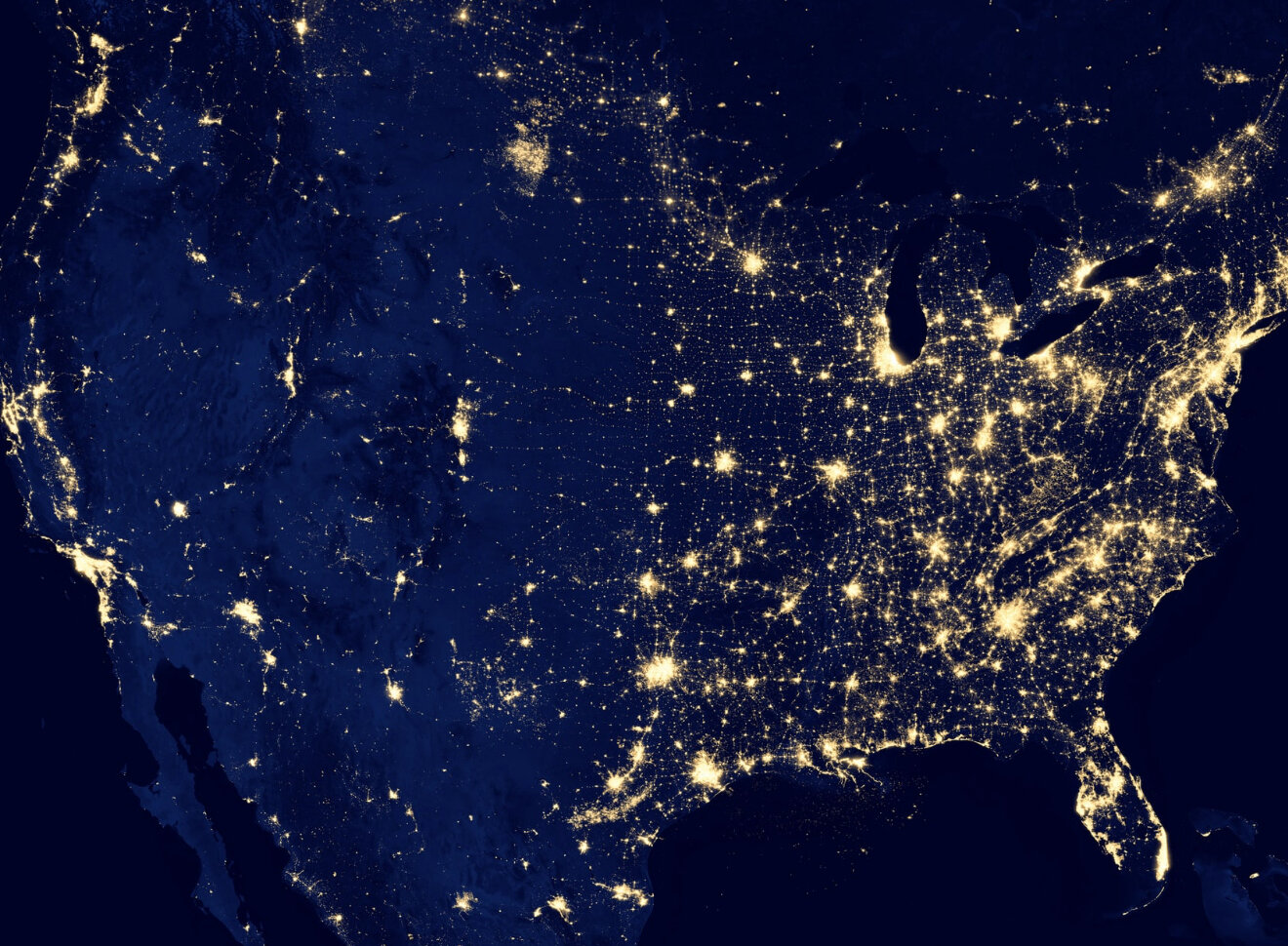 Die Erde von oben bei Nacht